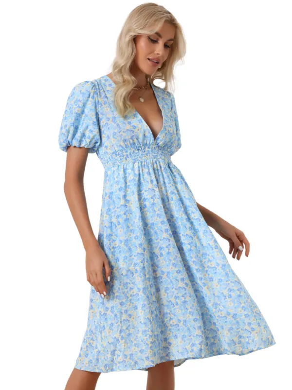 Allegra K - Floral Deep V Neck Summer Dress sold by Reitmans