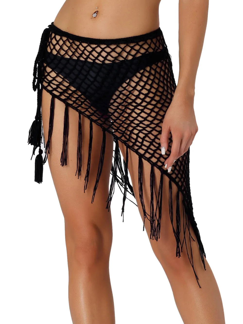 Allegra K- Hollow Out Tassle Skirt Swimwear Cover Up Maxi Sarong sold by Reitmans