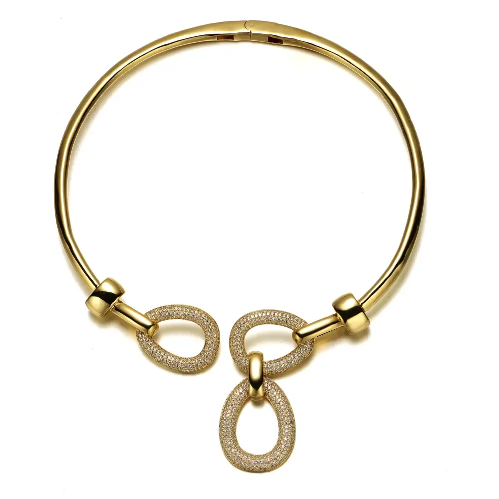 Rachel Glauber 14k Gold Plated Modern Triple Mesh Drop Open Collar Choker Necklace sold by Reitmans product image thumbnail 2