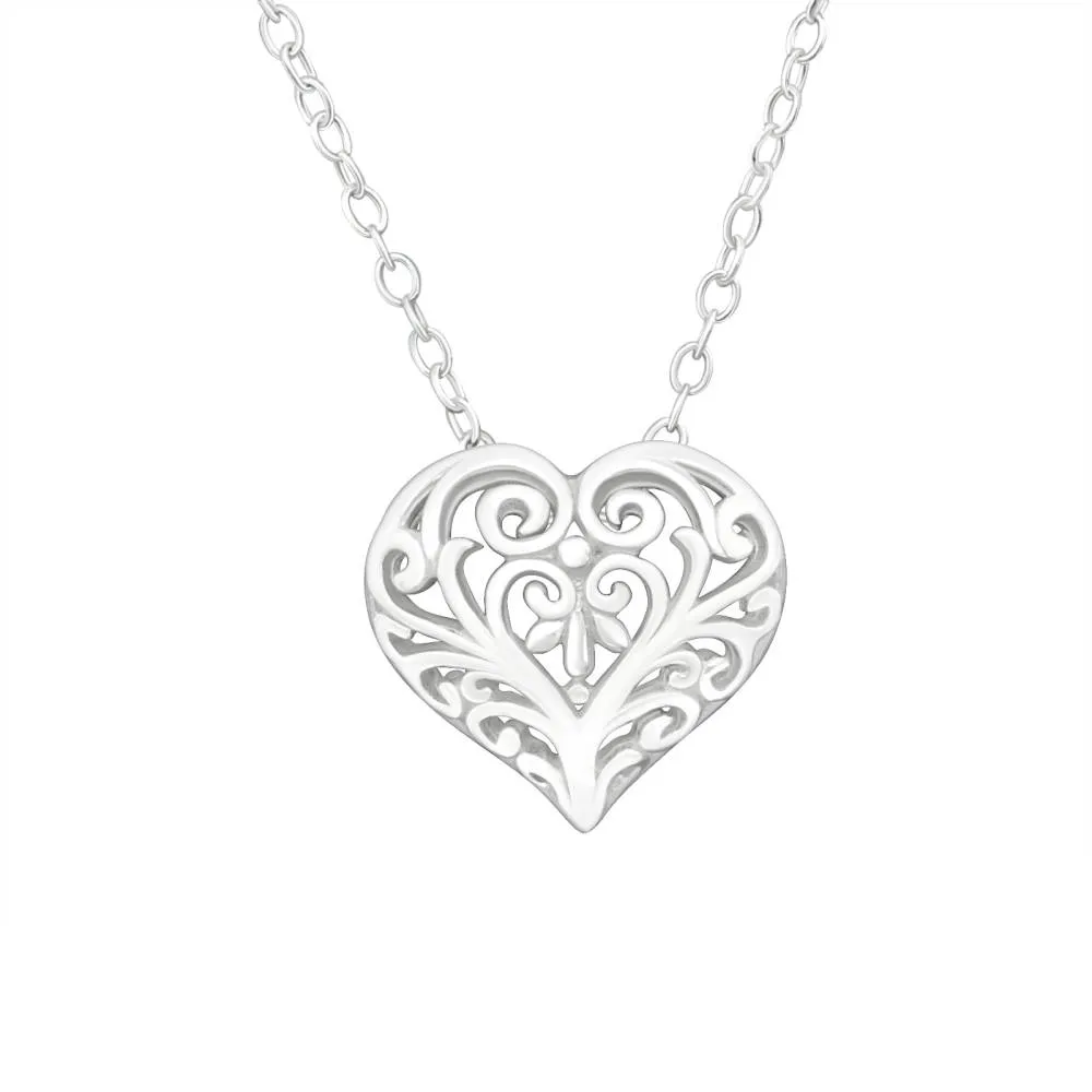 Sterling Silver Filigree Heart Pendant Necklace - Ag Sterling sold by Reitmans