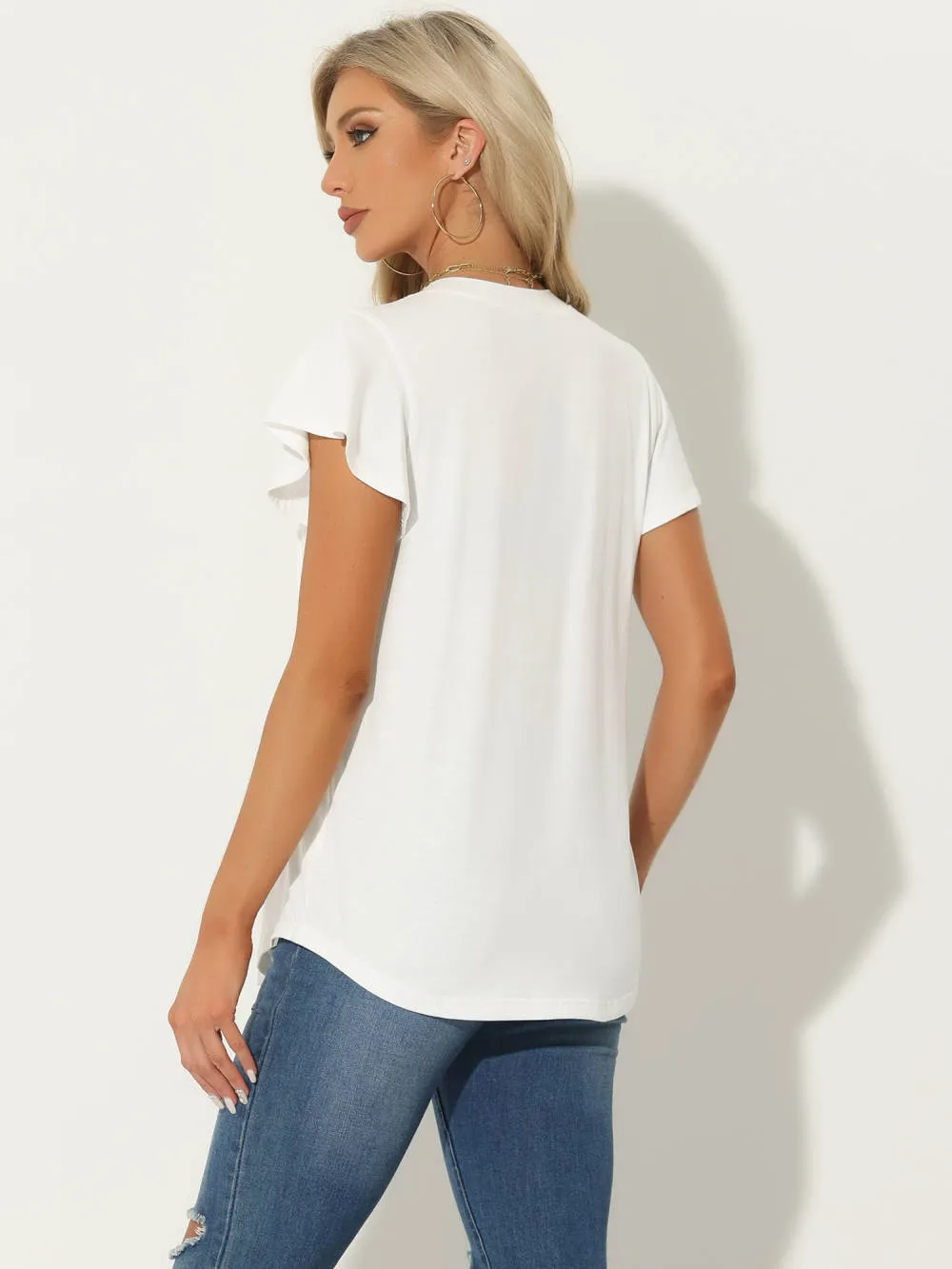 Allegra K- Cap Sleeves Pleated V Neck Tops sold by Reitmans product image thumbnail 3