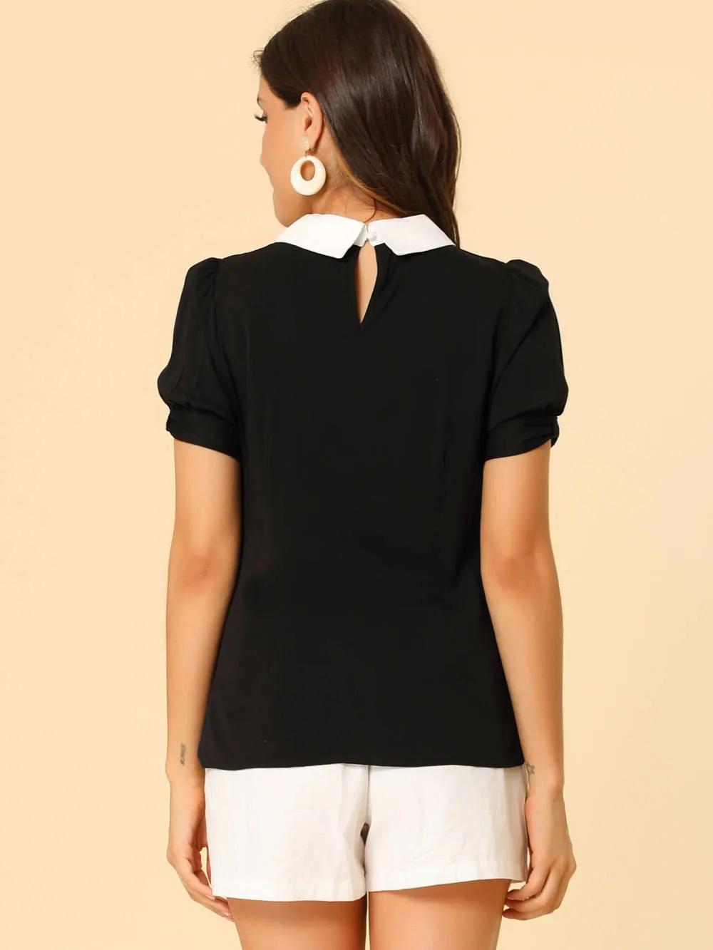 Allegra K- Pan Collar Puff Short Sleeve Pleated Blosue sold by Reitmans product image thumbnail 5