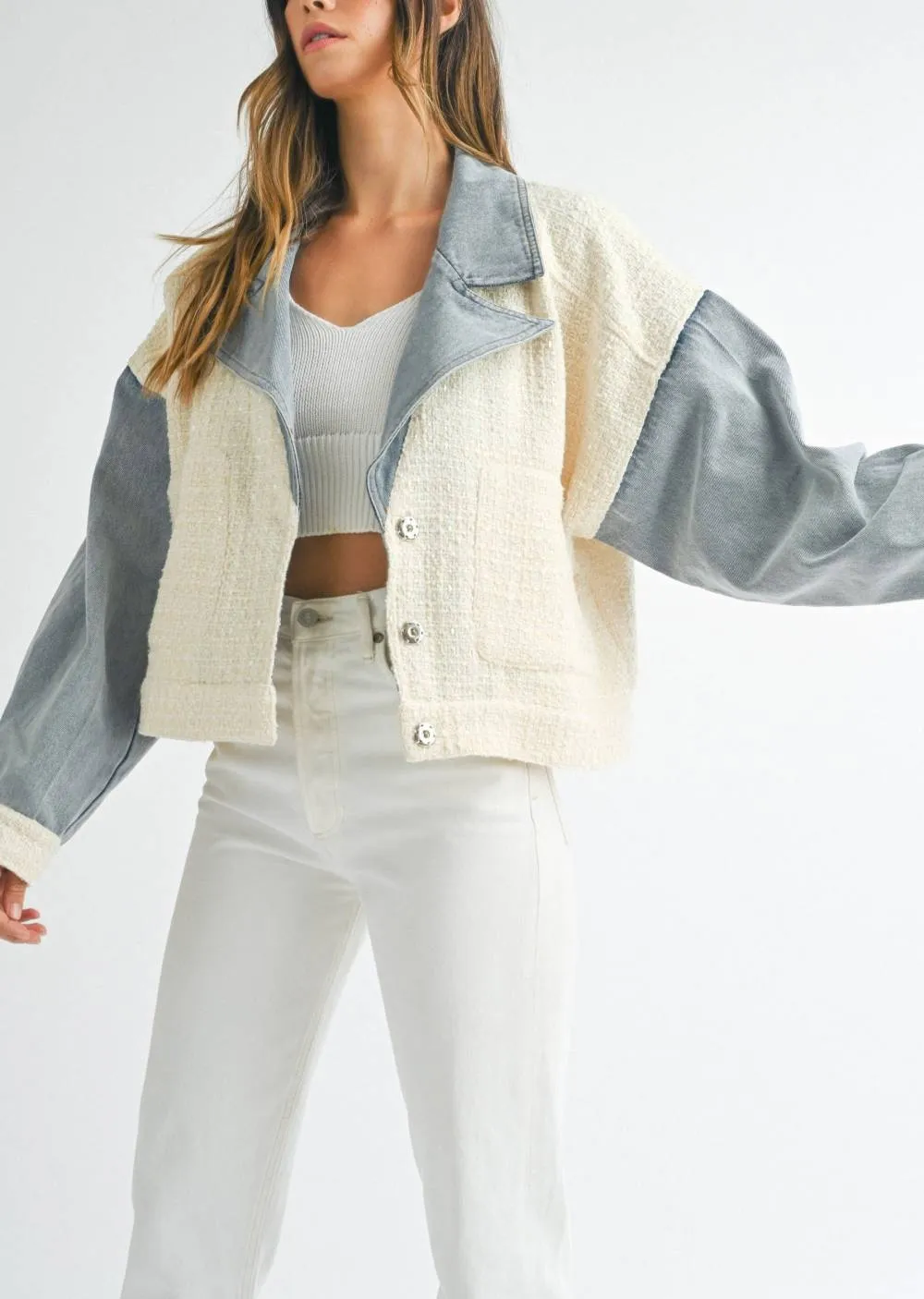 Evercado - Tweed Denim Jacket WHITE sold by Reitmans product image thumbnail 2