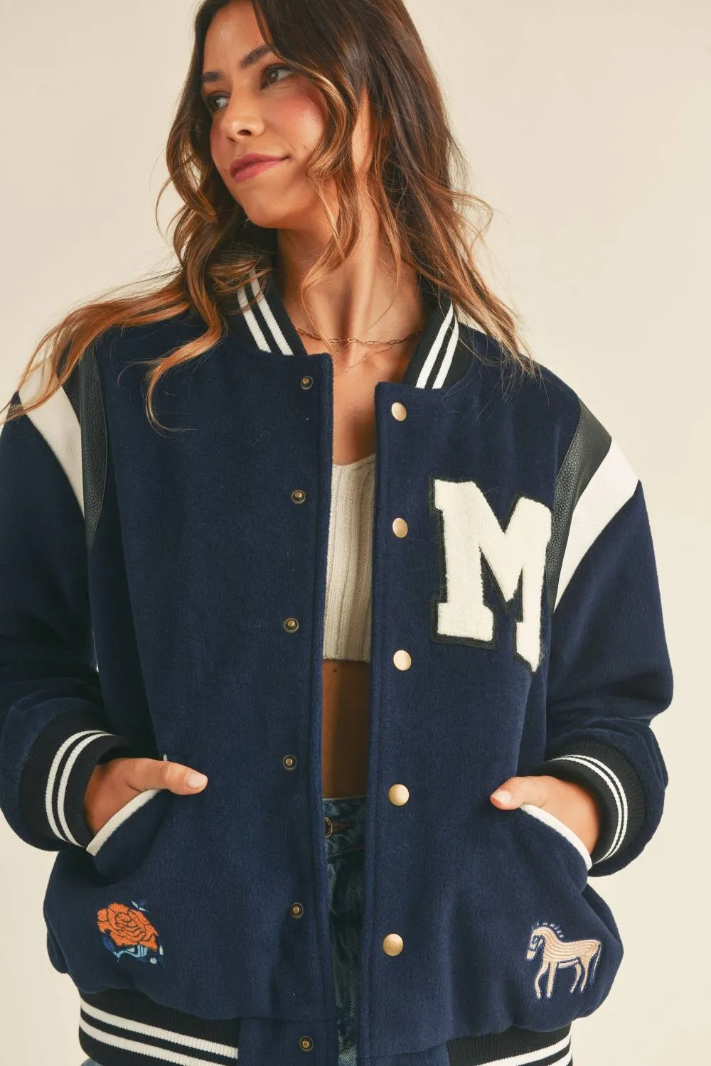 Evercado - M Bomber Varsity Jacket with Patch sold by Reitmans