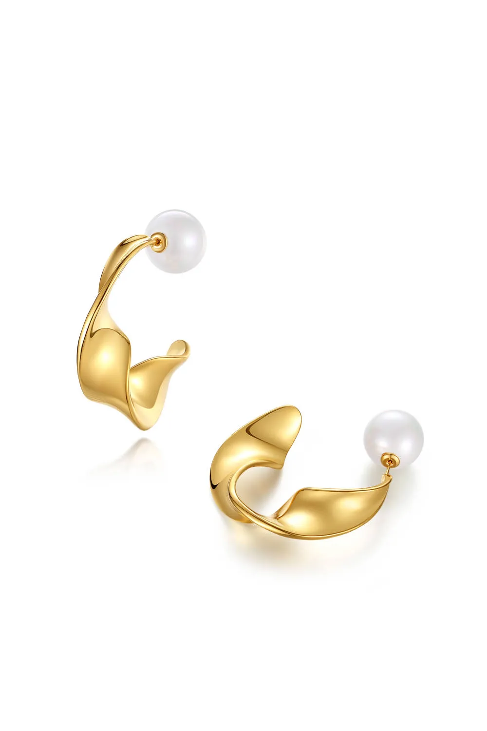 Classicharms-Gold Chunky Wave Statement Hoop Earrings and Pearl Studs Set sold by Reitmans