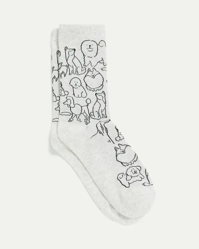 Cotton Crew Socks with Dog Outlines sold by Reitmans