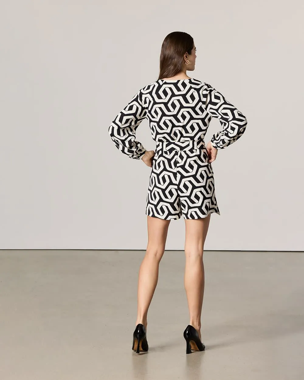 Long-Sleeve Romper with V Neckline sold by Reitmans product image thumbnail 2