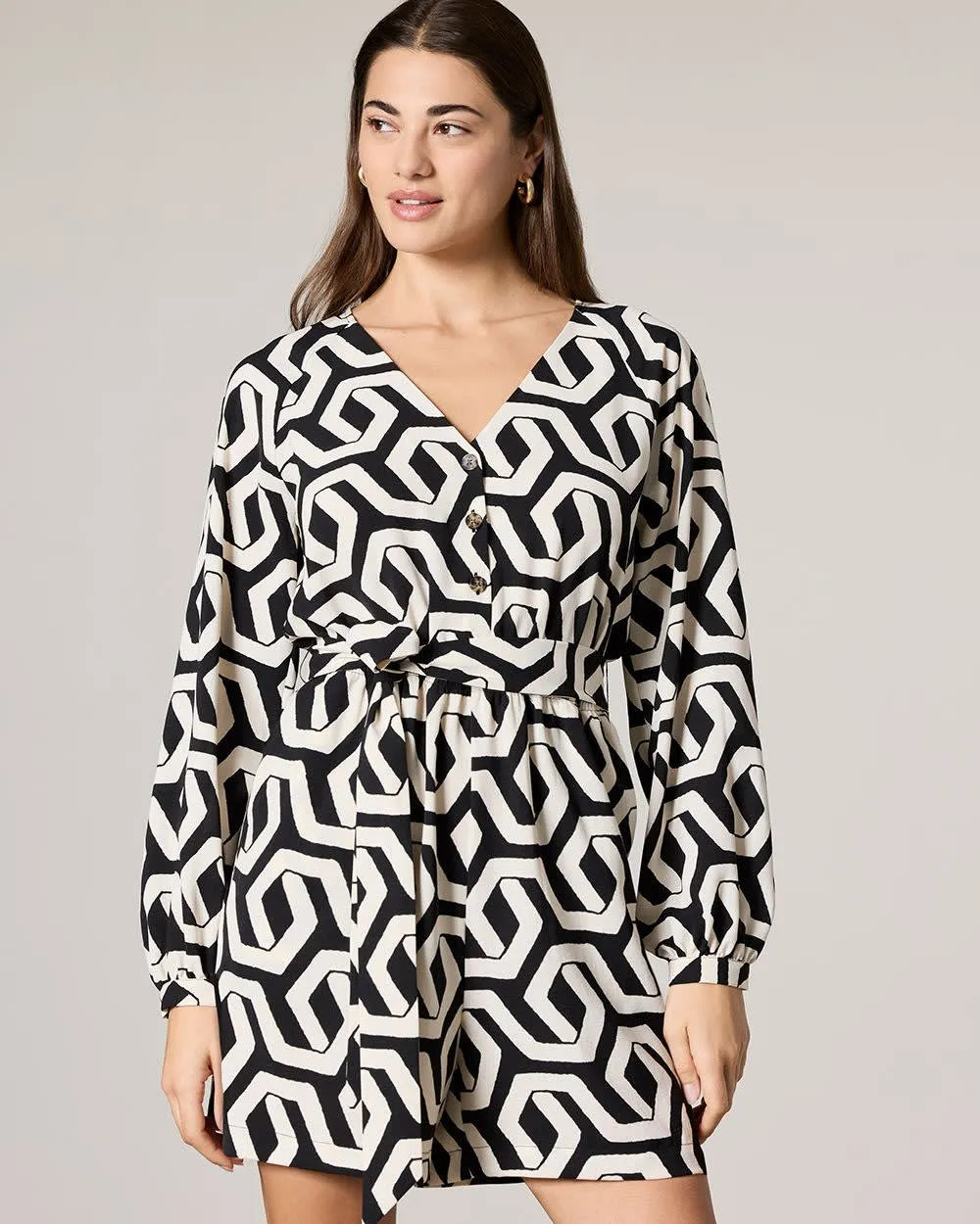Long-Sleeve Romper with V Neckline sold by Reitmans product image thumbnail 4