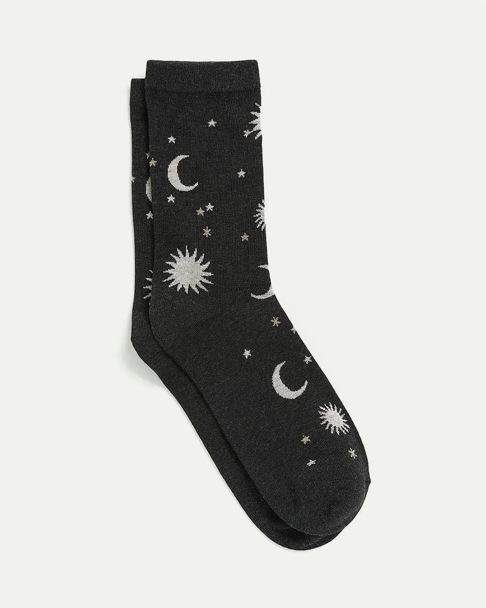 Cotton Crew Socks with Astral Pattern sold by Reitmans