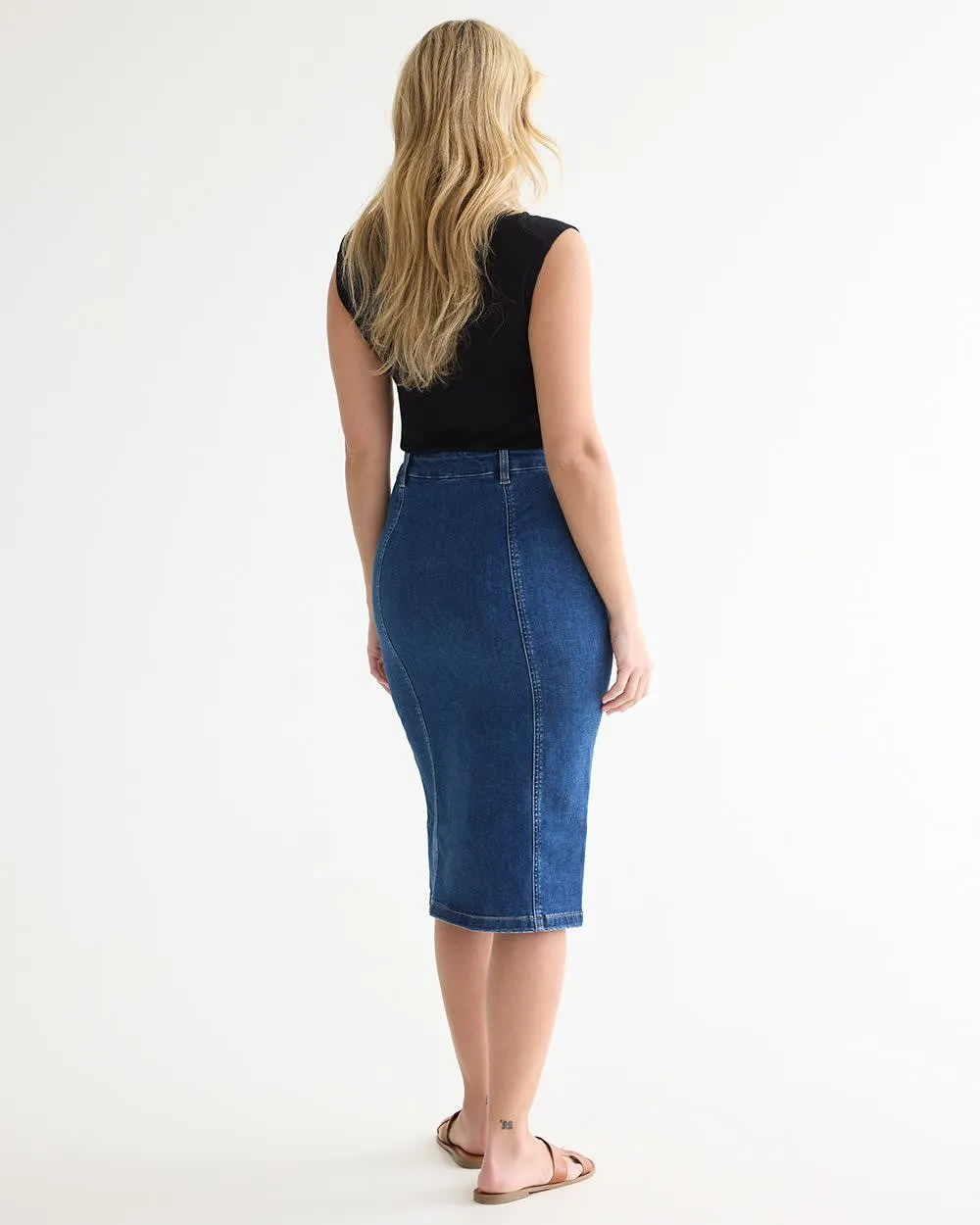 Pull-On Midi Denim Skirt sold by Reitmans product image thumbnail 2