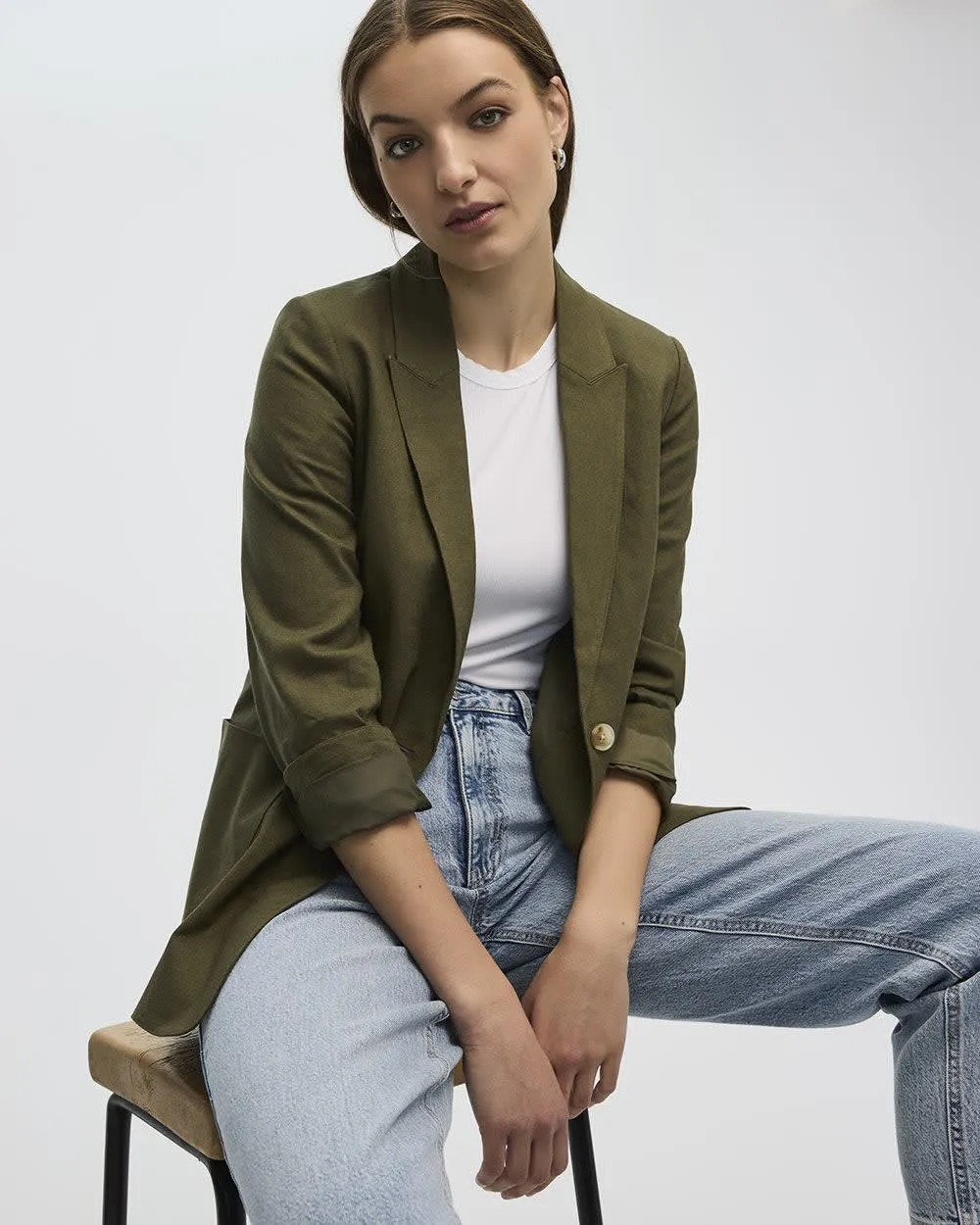 Linen Blend Blazer sold by Reitmans product image thumbnail 3