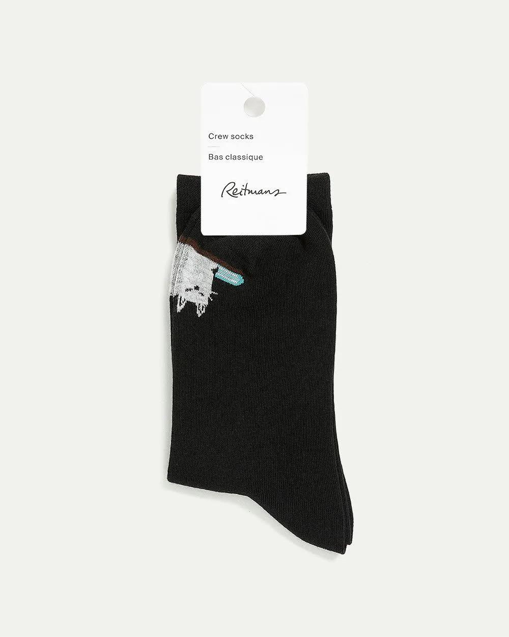 Cotton Crew Socks with Cat on Shelf sold by Reitmans product image thumbnail 2