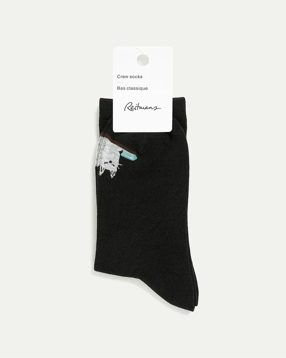 Cotton Crew Socks with Cat on Shelf sold by Reitmans product image thumbnail 5
