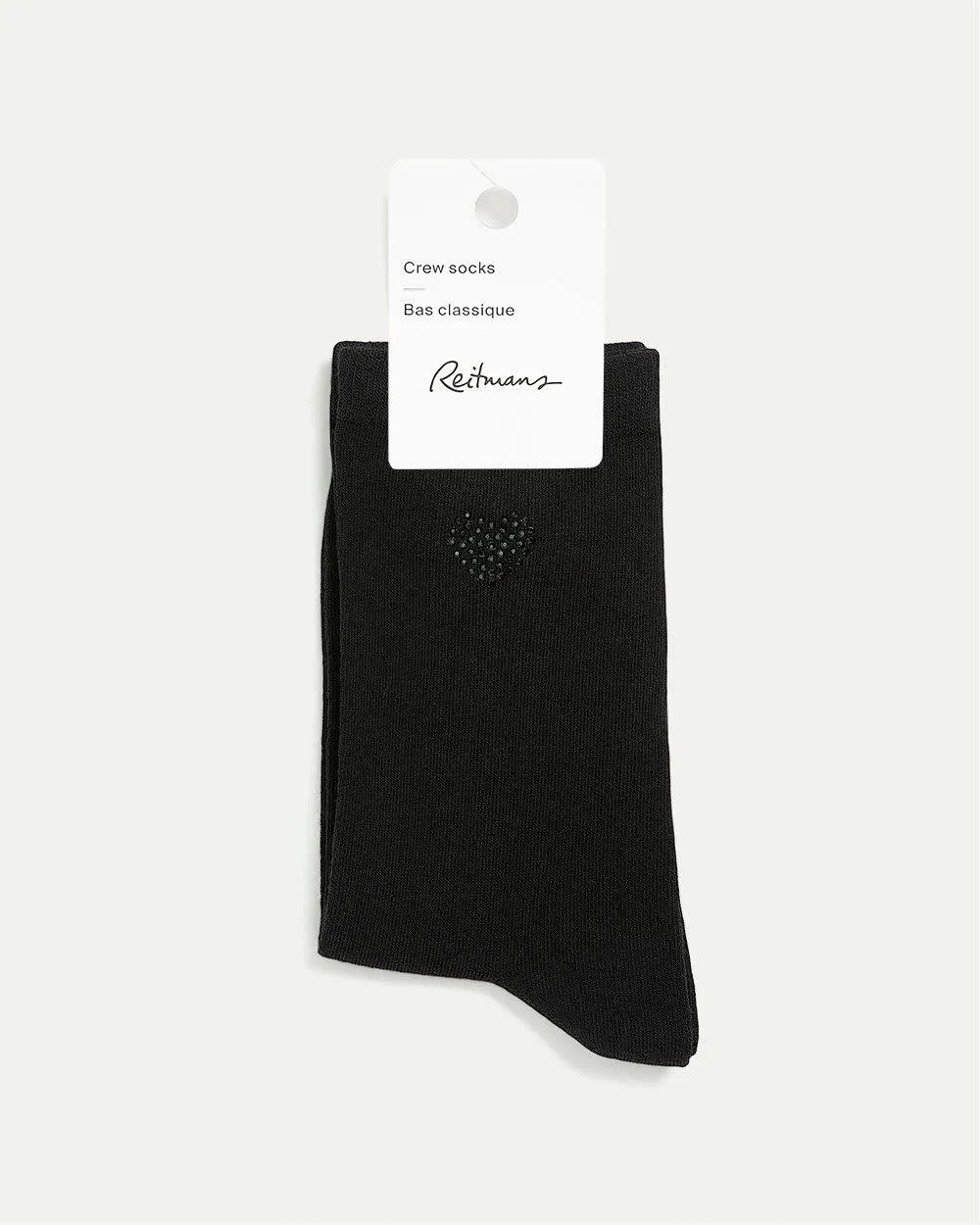Cotton Crew Socks with Rhinestone Heart sold by Reitmans product image thumbnail 2