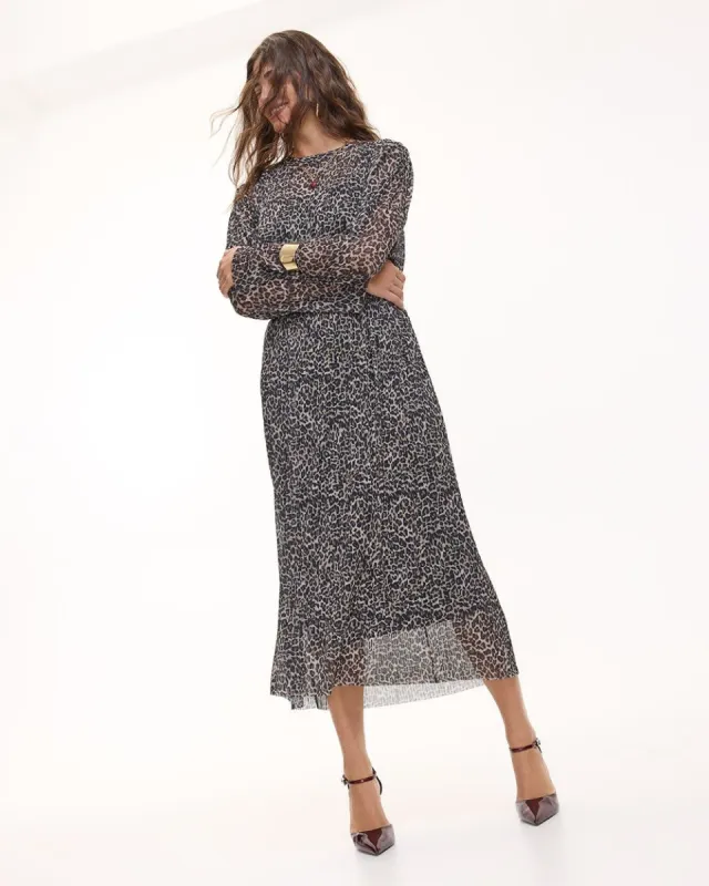 Long-Sleeve Mesh Maxi Dress sold by Reitmans