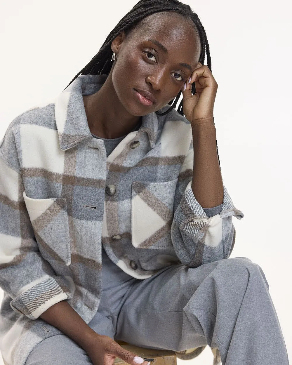 Plaid Shacket with Pockets sold by Reitmans product image thumbnail 3