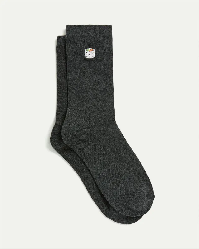 Cotton Crew Socks with Sushi at Hem sold by Reitmans