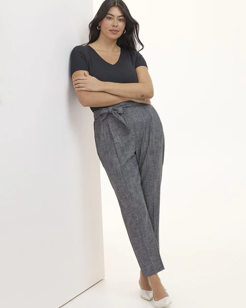 Tapered-Leg High-Rise Pant with Sash - Tall sold by Reitmans