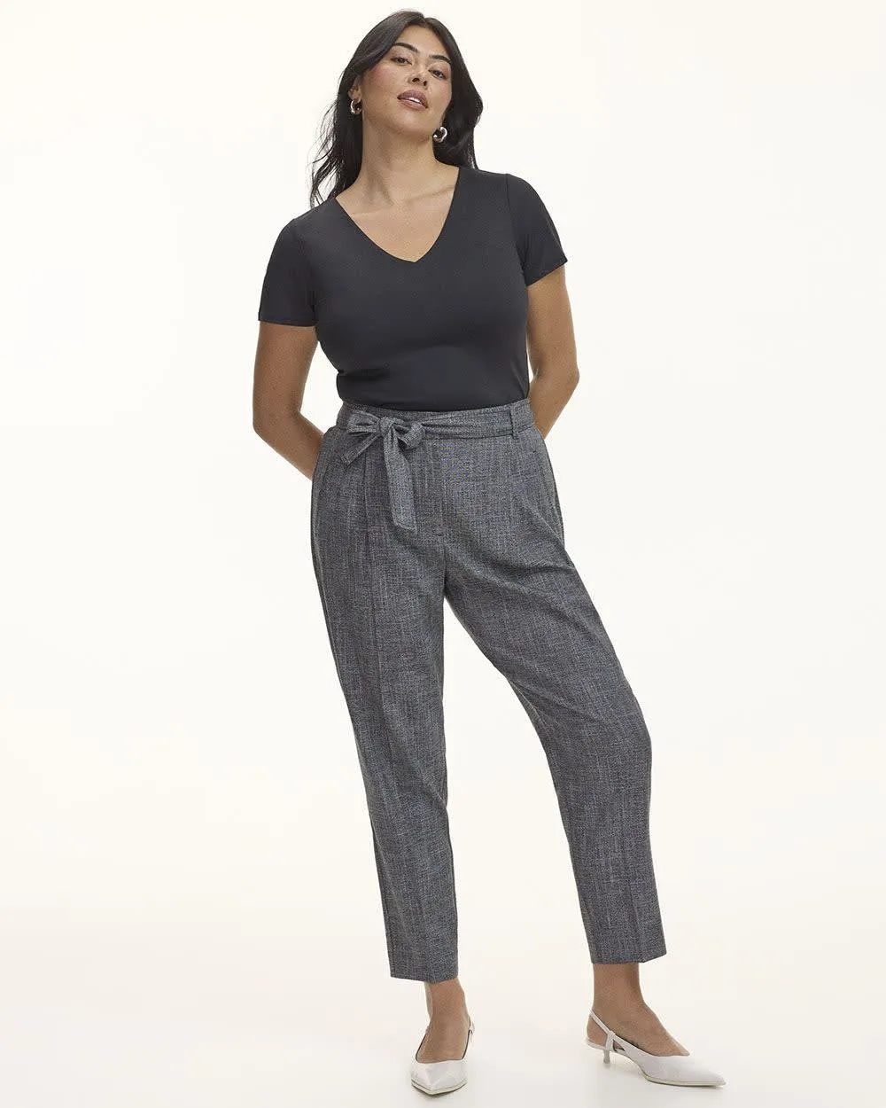 Tapered-Leg High-Rise Pant with Sash - Tall sold by Reitmans product image thumbnail 3