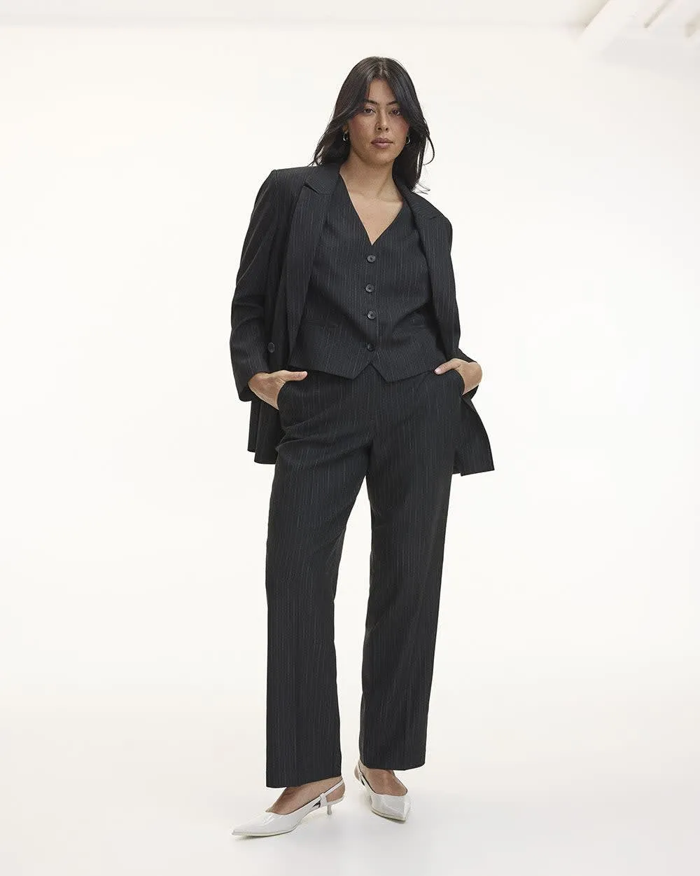 Straight-Leg High-Rise Pinstripe Pant - Tall sold by Reitmans