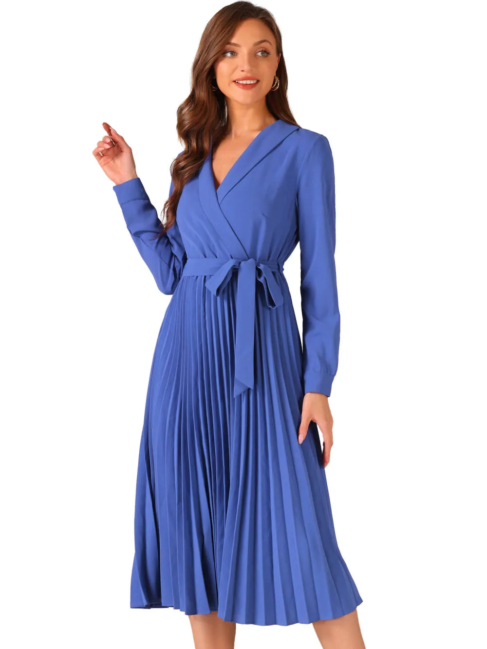 Allegra K - Pleated Shawl Collar Midi Dress sold by Reitmans