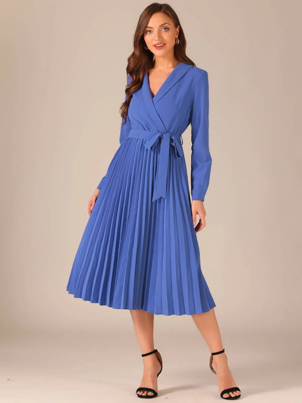 Allegra K - Pleated Shawl Collar Midi Dress sold by Reitmans product image thumbnail 4