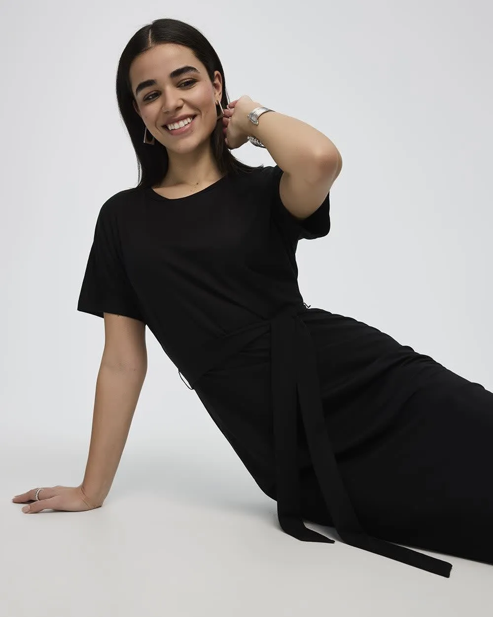 Long-Sleeve Crew-Neck Shift Dress sold by Reitmans product image thumbnail 3