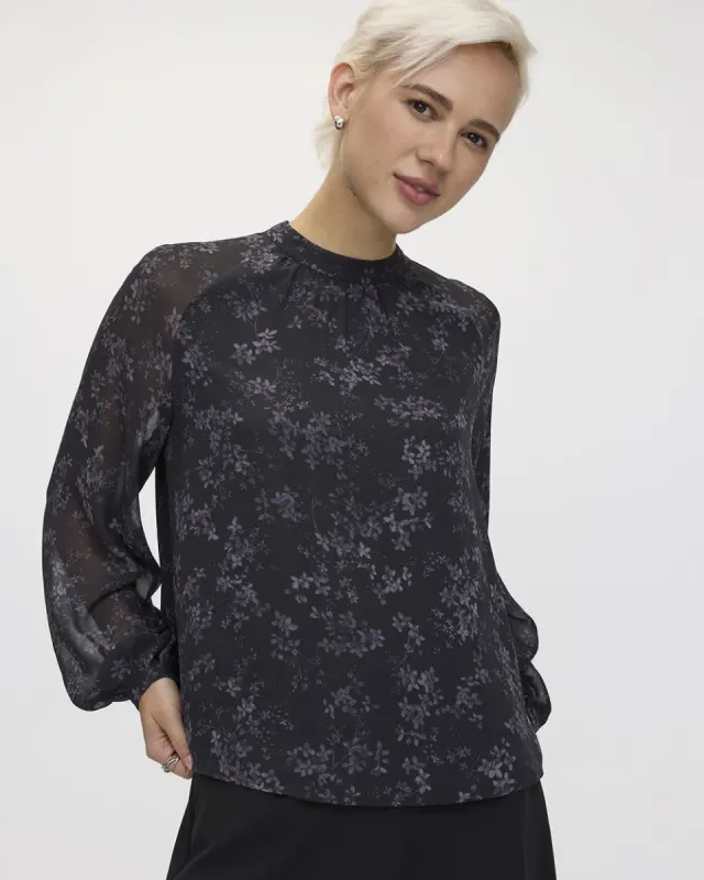 Long-Volume-Sleeve Mock-Neck Blouse sold by Reitmans