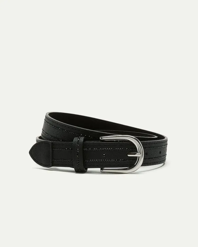 Striped Faux Leather Belt sold by Reitmans