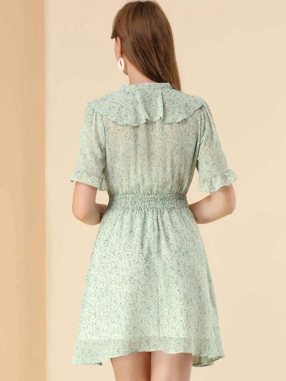 Allegra K- Ruffle Tie Neck Smocked Chiffon Dress sold by Reitmans product image thumbnail 5