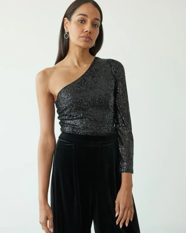 One-Shoulder Sequins Top sold by Reitmans