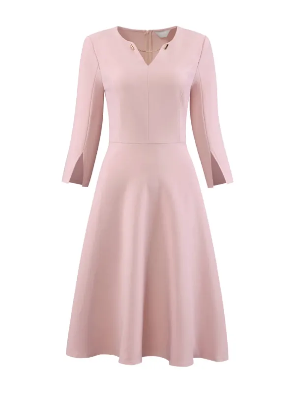 INSPIRE CHIC - V-Neck 3/4 Sleeve A-Line Midi Dress sold by Reitmans