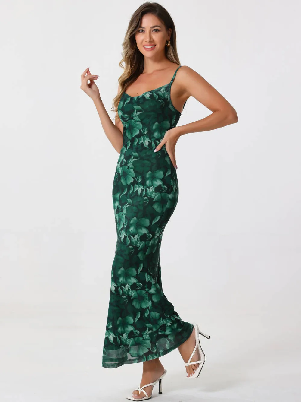 Allegra K - Mesh Floral Sleeveless Bodycon Maxi Dress sold by Reitmans product image thumbnail 2