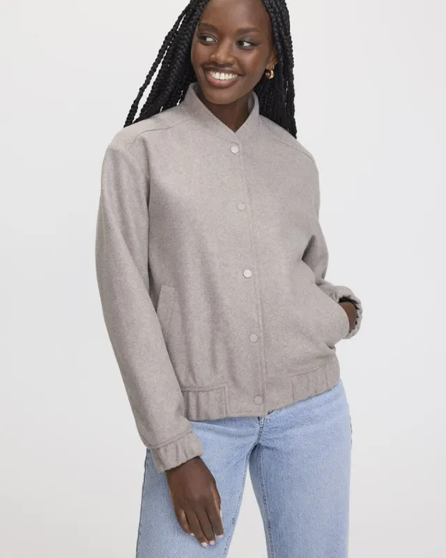 Faux-Wool Buttoned-Down Bomber Jacket made by Reitmans