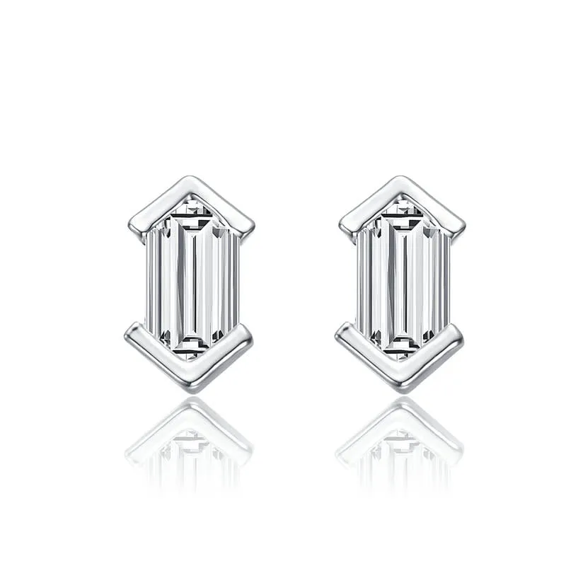 Genevive Sterling Silver with Clear Mini Cubic Zirconia Baguette Geometric Stud Earrings sold by Reitmans product image thumbnail 2