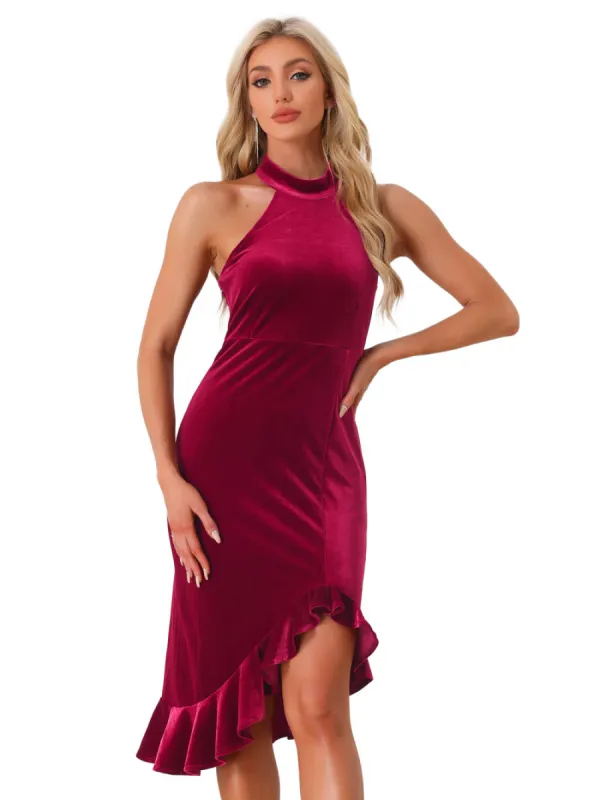 Allegra K - Halter Neck Sleeveless High Low Hem Dress sold by Reitmans
