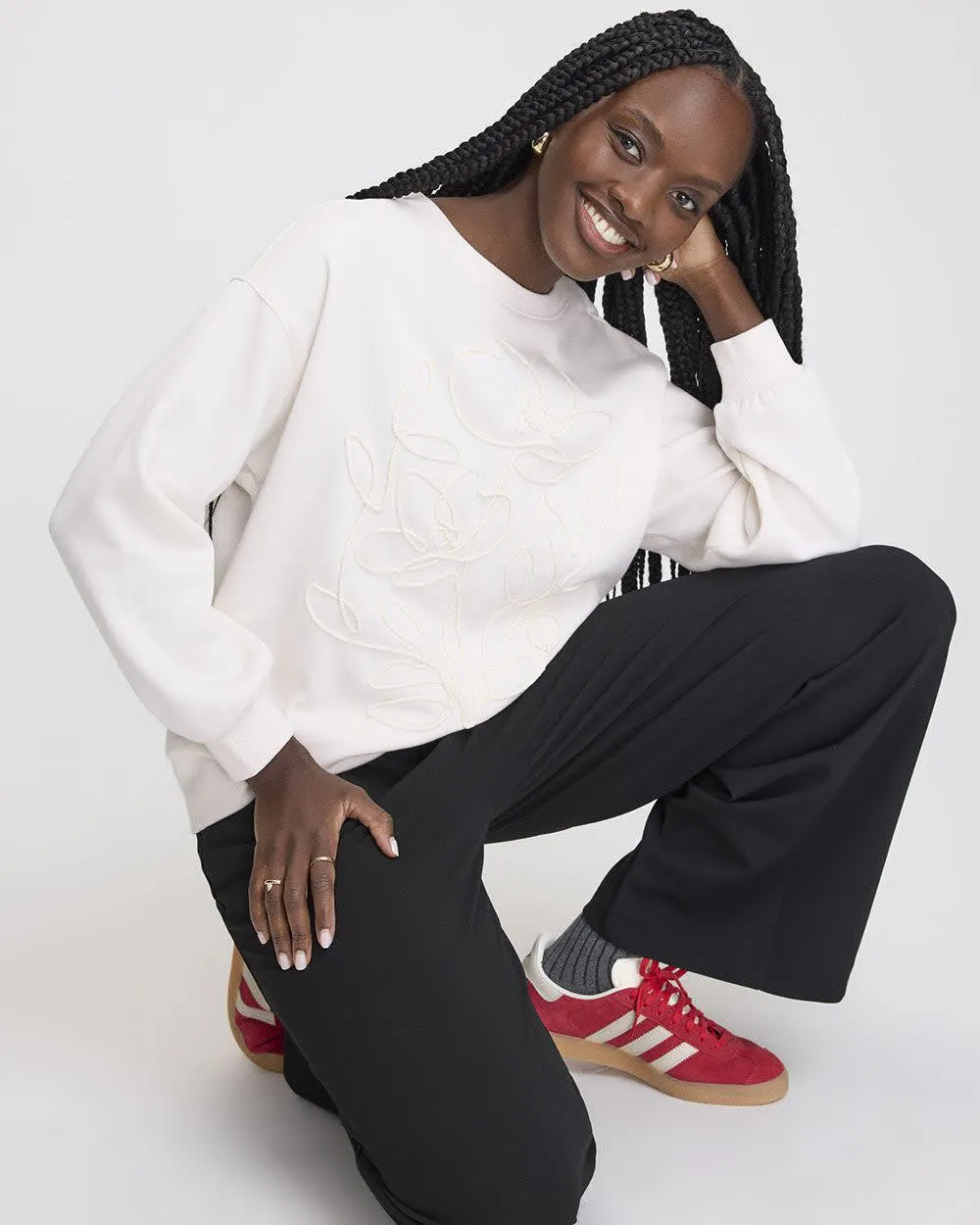 Long-Sleeve Crew-Neck Fleece Sweatshirt sold by Reitmans