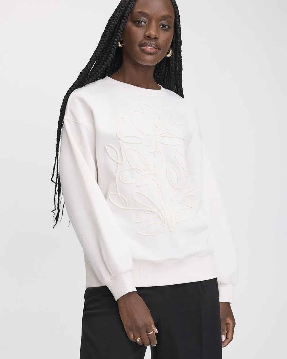 Long-Sleeve Crew-Neck Fleece Sweatshirt sold by Reitmans product image thumbnail 3