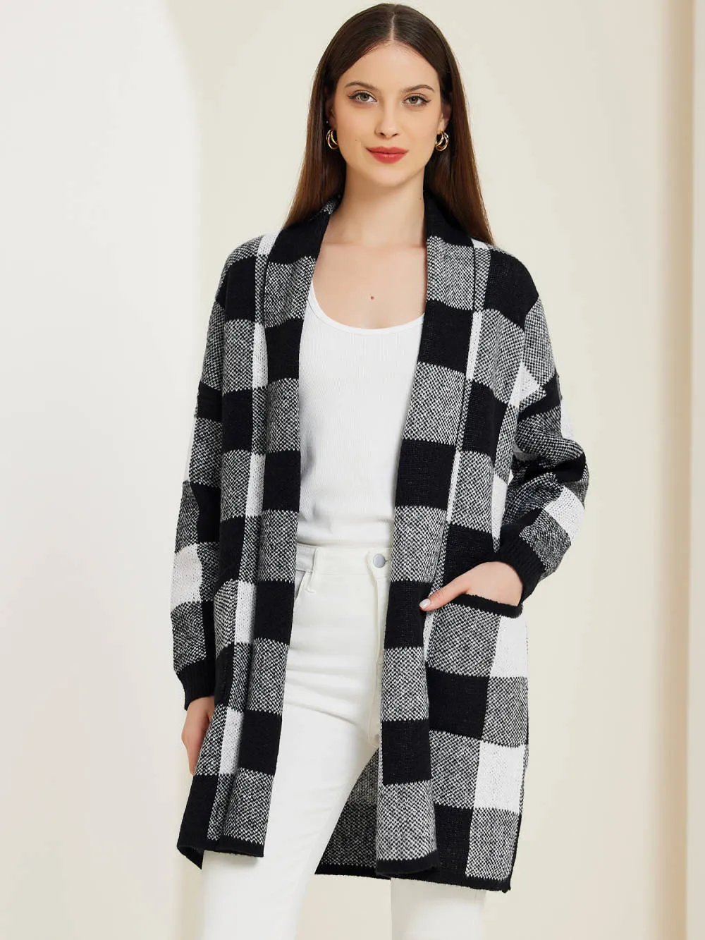 INSPIRE CHIC - Plaid Open Front Sweater Cardigan sold by Reitmans product image thumbnail 2