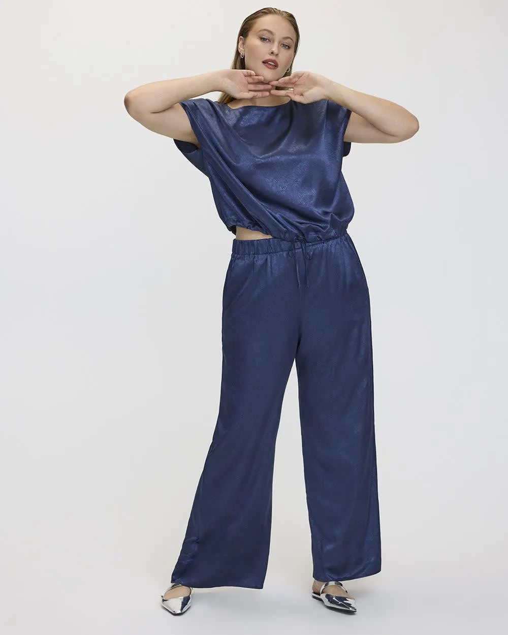 Wide-Leg High-Rise Satin Pant - Tall sold by Reitmans