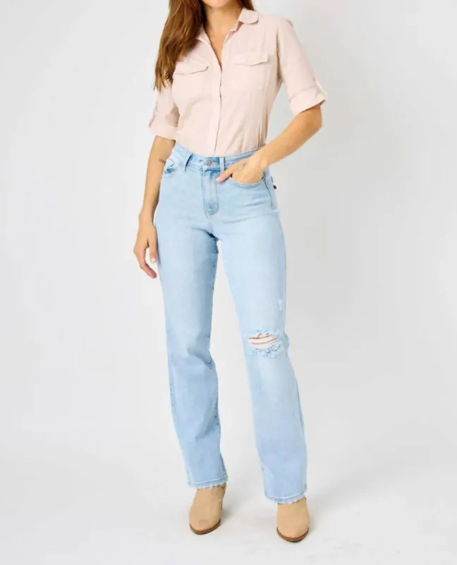Judy Blue - Destroy & Back Ripped 90's Straight Leg Jeans sold by Reitmans