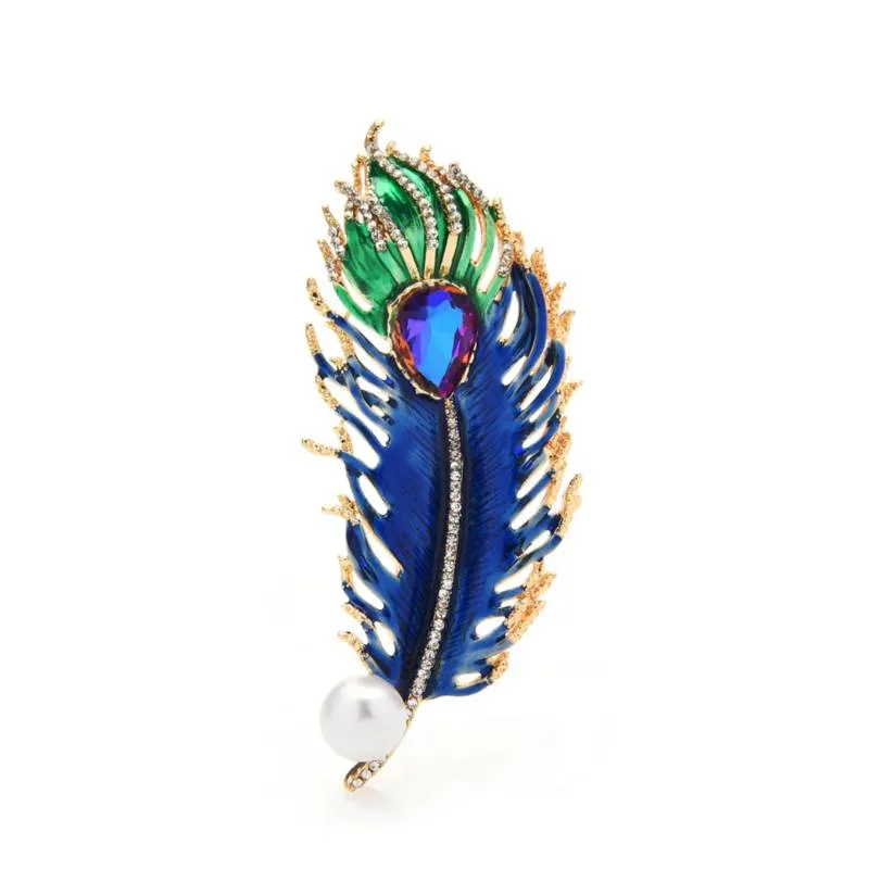 Sapphire Blue Teardrop Crystal Feather Brooch - Don't AsK sold by Reitmans