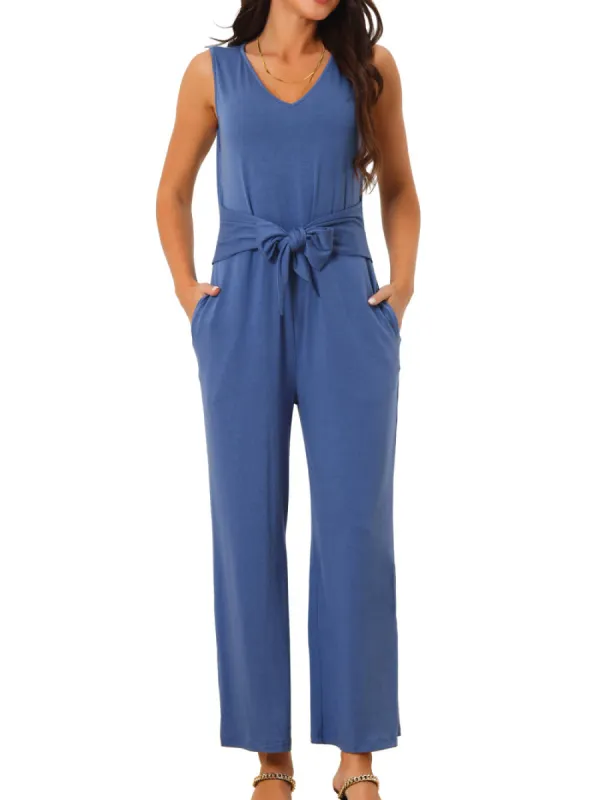 Allegra K - Stretchy Casual Belted Jumpsuit sold by Reitmans