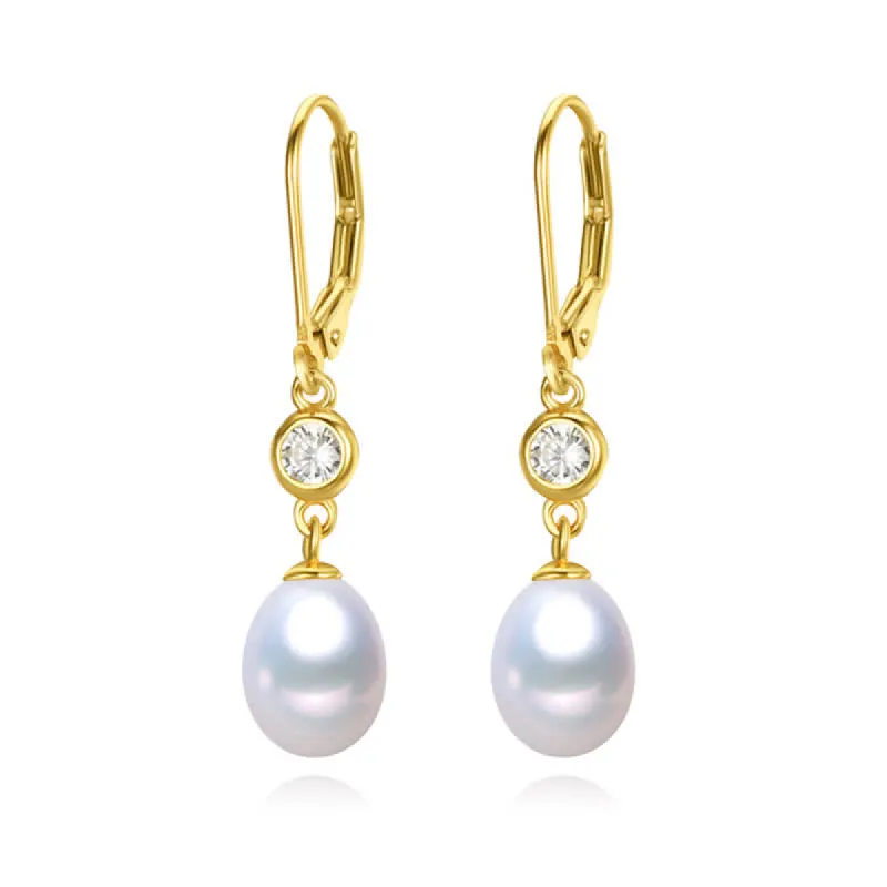 Goldtone & White Freshwater Pearl CZ Drop Earrings - Signature Pearls sold by Reitmans