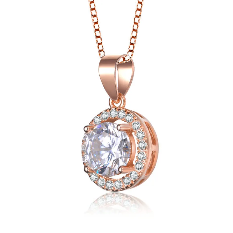 Genevive Sterling Silver 18k Rose Gold Plated Round Cut Cubic Zirconia Pendant Necklace sold by Reitmans product image thumbnail 2