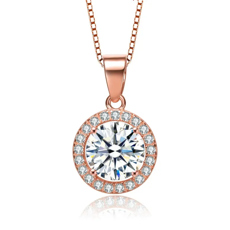 Genevive Sterling Silver 18k Rose Gold Plated Round Cut Cubic Zirconia Pendant Necklace sold by Reitmans product image thumbnail 3