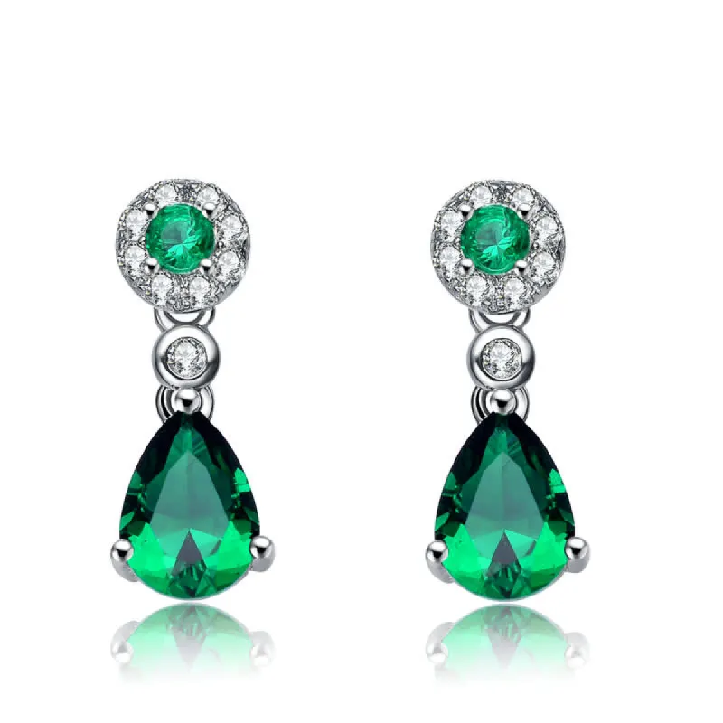 Genevive Sterling Silver White Gold Plated with Colored Cubic Zirconia Dress Earrings sold by Reitmans