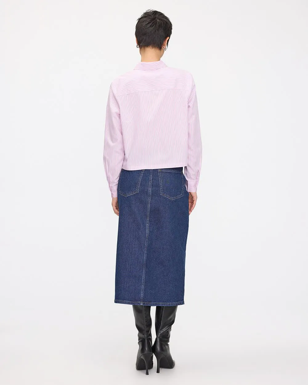 Striped Long-Sleeve Buttoned-Down Blouse with Chest Pocket sold by Reitmans product image thumbnail 2