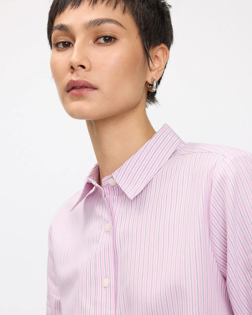 Striped Long-Sleeve Buttoned-Down Blouse with Chest Pocket sold by Reitmans product image thumbnail 4