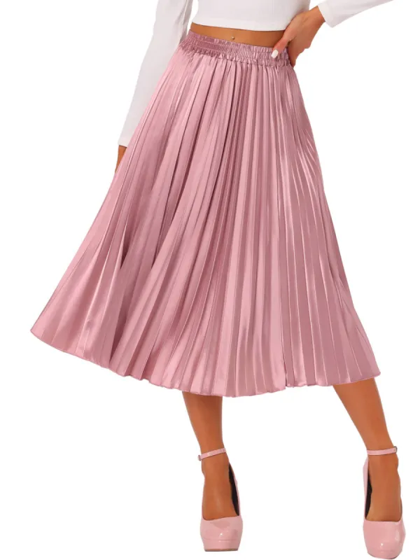 Allegra K - Elastic Waist Accordion Pleated Midi Skirt sold by Reitmans